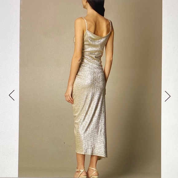 Paco Rabanne Metallic Ruched Asymmetrical Lurex Dress US4 NWT - Picture 4 of 13